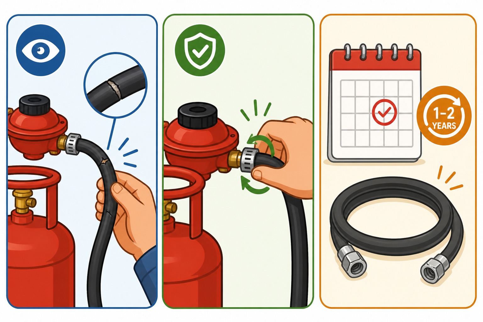LPG hose inspection and replacement reminder